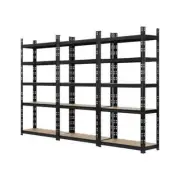 3x Warehouse Storage Rack 5-tier 1.5m Black