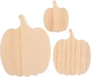 Zerodeko 3Pcs Unfinished Wooden Pumpkin Block Fall Prop for Thanksgiving Decor Handmade Craft with Eye Catching Pumpkin Design for Autumn Home Decoration