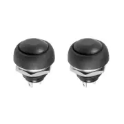Push Button Switch SPST 1 NO Momentary Round Button 12mm / Black / 2 Pcs