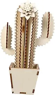 NUOBESTY DIY Wooden Cactus Ornaments Home Tabletop Decor Artificial Fake Cactus Decor