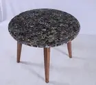 Dining Table Top with Black Agate Round Marble Epoxy Hallway Table for Hotel