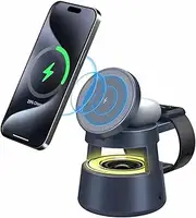 5 in 1 Wireless Charging Station – iPhone, Apple Watch & AirPods Charger with Dimmable Night Light & Bluetooth Speaker – Fast Charging Dock for Apple Devices