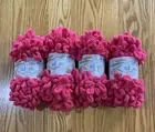Alize Puffy Color Finger Loop Yarn 9.8yds Each Color 149-Fuchsia Lot Of 4