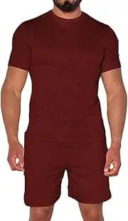 [Uni Clau] Mens 2 Piece Short Set Summer Outfits Tracksuit Casual T shirt and Short Beach Sets