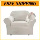 Luxurious Velvet Chair Cover - Non-Slip & Machine Washable, Contemporary Style