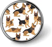 [FZMVSQH] German Shepherd Printed Round Button Pin Badges Metal Pinback Buttons 1 Inch Pins for Hat Shirt Clothing Bags Decoration, Circular, Aluminum, Circular, Aluminum