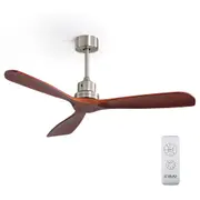 Krear 52" Inch Ceiling Fan Reversible Wooden Blades Motor Fans Light LED Remote Living Room Bedroom