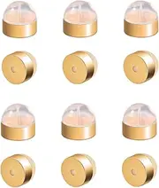 [LOADR] Locking Earring Backs for Studs, 18k Gold Silicone Secure Hypoallergenic Backs for Droopy Ears (6 Pairs)