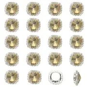 32Pcs Rhinestone Buttons, Flatback Sew on Rhinestones, Coffee