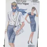 1991 Vogue UNCUT Form Fitting Dress w Jacket Sewing Pattern 8-10-12 #8002