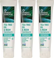 Desert Essence Tea Tree Oil & Neem Toothpaste - 6.25 Oz - Pack of 3 - Refreshing Rich Taste - Baking Soda & Essential Oil of Wintergreen - Antiseptic - Natural Ingredients - Fluoride & Gluten Free