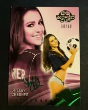 2014 Benchwarmer SHELBY CHESNES Soccer #12 Green Foil Auto/10 PLAYBOY Playmate