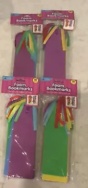 NEW SET OF 4 PACKS OF 10 CRAFTERS SQUARE FOAM BOOKMARKS- 40 TOTAL-KID'S CRAFT