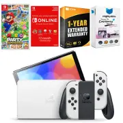 Nintendo Switch White OLED + Mario Party Superstars + NSO 1 Year Membership