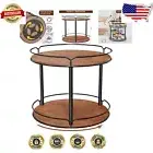 12.4-Inch Rotating Spice Rack - Wooden Lazy Susan Organizer for Kitchen & Vanity