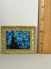 VAN GOGH'S STARRY NIGHT MINIATURE DOLLHOUSE 1/12 SCALE ACRYLIC CANVAS PAINTING