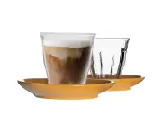 Duralex 12 Piece Picardie Glass Coffee Cup and Ceramic Saucer Set - Yellow - 200ml