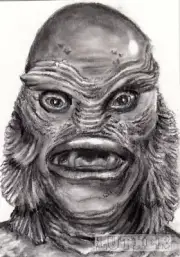 ACEO Original Art card -The Creature from the Black Lagoon– Luther