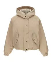 Brunello Cucinelli Buttoned Cropped Down Jacket IT38 beige