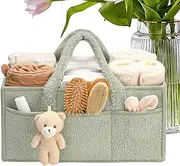 Baby Wickeltasche Organizer, Nursery Storage Basket, Diaper Caddy Tote, Portable & Lightweight, Soft & Stylish Plush Design, 38x25.4x17.8cm For Home Bedsides Showers