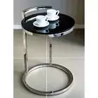 Azda Polished Stainless Steel Side Table / Black Tempered Glass (Pick Up Price)