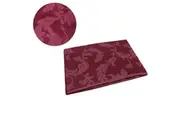 Damask Jacquard Polyester Tablecloth 180cm Round Leaf Burgundy