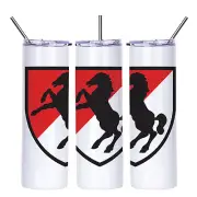 US Army 11th Armored Cavalry Horse Logo Insulated 20oz Travel Tumbler Mug Cup