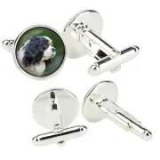Cavalier King Charles Spaniel cufflinks in a box with a picture Art-Dog