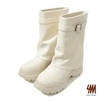 在飛比找momo購物網優惠-【SM】個性時髦中筒厚底靴(米白色)