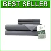 Sumptuous 4-Piece Dark Gray California King Bed Sheet Set - Cooling & Soft Touch