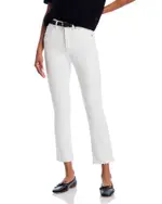 Veronica Beard Carly Raw Hem High Rise Kick Flare Cropped Jeans in White