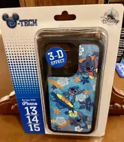 DISNEY PARKS Stitch Surf Flowers Blue iPHONE 13/ iPHONE 14/ iPHONE 15 Case