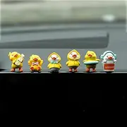 Rislobx Yellow Duck Car Dashboard Decor, 6PCS Cute Duck Car Dash Decorations, Rear View Mirror Ornament, Interior Accessories for Home Office