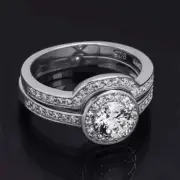 Womens 1.0 tcw Contour Wedding Band Engagement Ring Set Round Cut Solid Silver