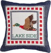 Mud Pie Side Mini Embroidery Pillow; 8" X 8"
