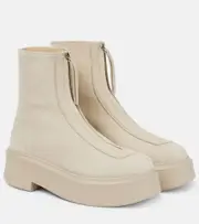 [The Row] The Row Zipped 1 leather ankle boots AU 9 beige