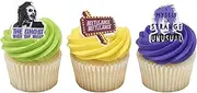 DecoPac Beetlejuice Rings, Halloween Cupcake Decorations Featuring Beetlejuice & Lydia, Cupcake Toppers For Cakes, Cupcakes, Treats - 24 Pack
