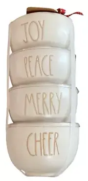 Set of 4 RAE DUNN Holiday Ramekins - JOY, PEACE, MERRY, CHEER