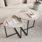 Coffee Table Nesting Side Tables 2pc Set Tea White