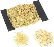 VILLFUL DIY Necklace Kit Jewelry Fastener Hook Gold Split Ring Open Jump Rings Jewelry Making Lobster Clasp Chain Choker Necklace for Women Gold Plated Chain Gold Necklace Women Golden