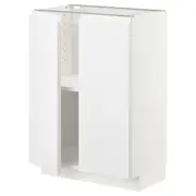 METOD base cabinet with shelves/2 doors, white/Voxtorp high-gloss/white, 60x37x80 cm