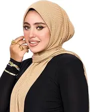[INKY Turbans] Instant Hijab For Women | Head Wrap100% Cotton Rib Headscarf | Easy to Wear Hijabs with Metal Pin