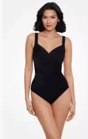 Miraclesuit Black Must Have Sanibel One Piece Swimsuit Size US 14 DD-Cup NWT New