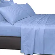 Striped Blue Bed Sheet Set 4 Piece 680 TC