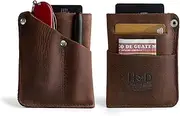 [Hide & Drink] Front Pocket Wallet Handmade from Full Grain Leather - Multitool Pouch, Card Holder, Money Organizer, Travel Accessories - Bourbon Brown, Bourbon Brown, Vintage