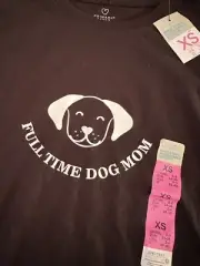 Primark Womens Black Sustained Cotton NWT T-Shirt Size XS - Full Time Dog Mom