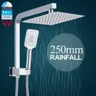 Chrome Square 10'' Shower Head Hand Held 3-Mode Spray 2 In 1 Wall Arm Diverter