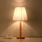 AA LED Table Lamp For Bedroom Solid Wood Base Dimmable Simple Bedside Nightstand