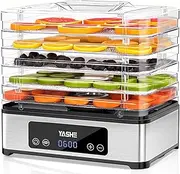 YASHE Food Dehydrator, 5 Trays Stainless Steel Food Dryer, 400W, Adjustable Timer and Temperature for Dried Meat, Herbs, Fruits and Dog Treats