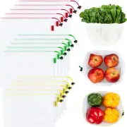 15 Pack Reusable Produce Mesh Bags for Grocery Shopping,Fruits,Vegetable, 3 S...
